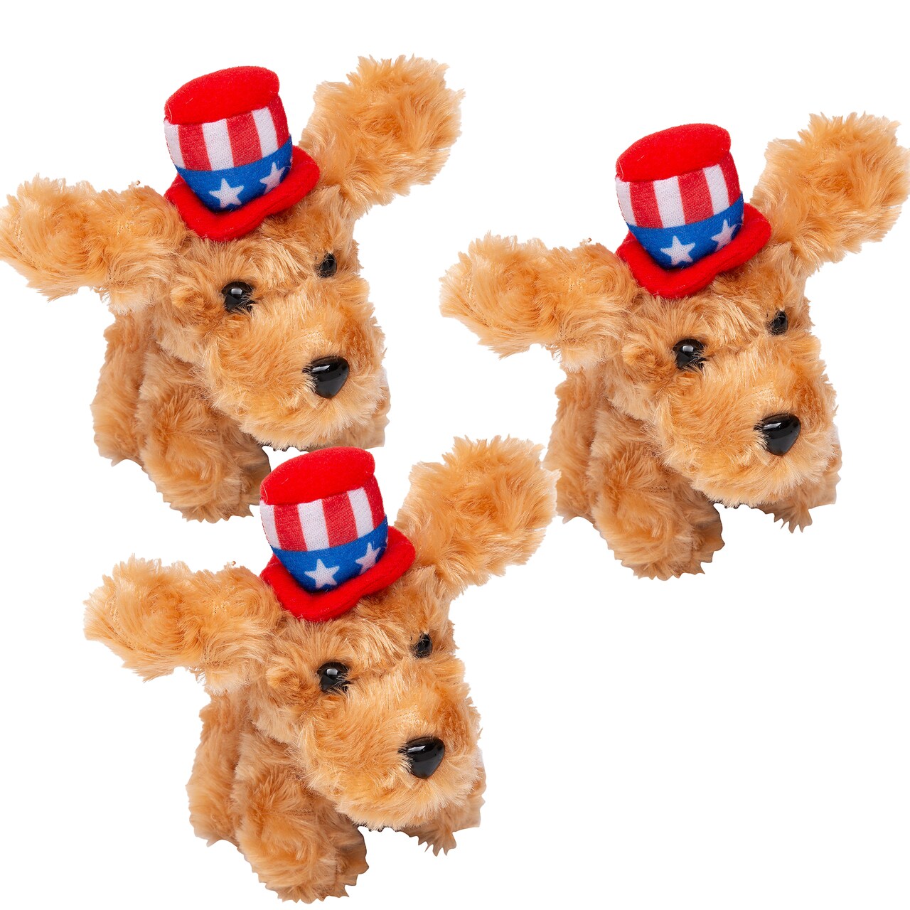 4" x 4 1/2" Patriotic Stuffed Labradoodles with Hat 12 Pieces