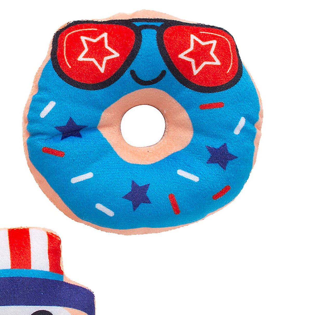 4" Patriotic Red, White & Blue Silly Stuffed Donuts 12 Pieces