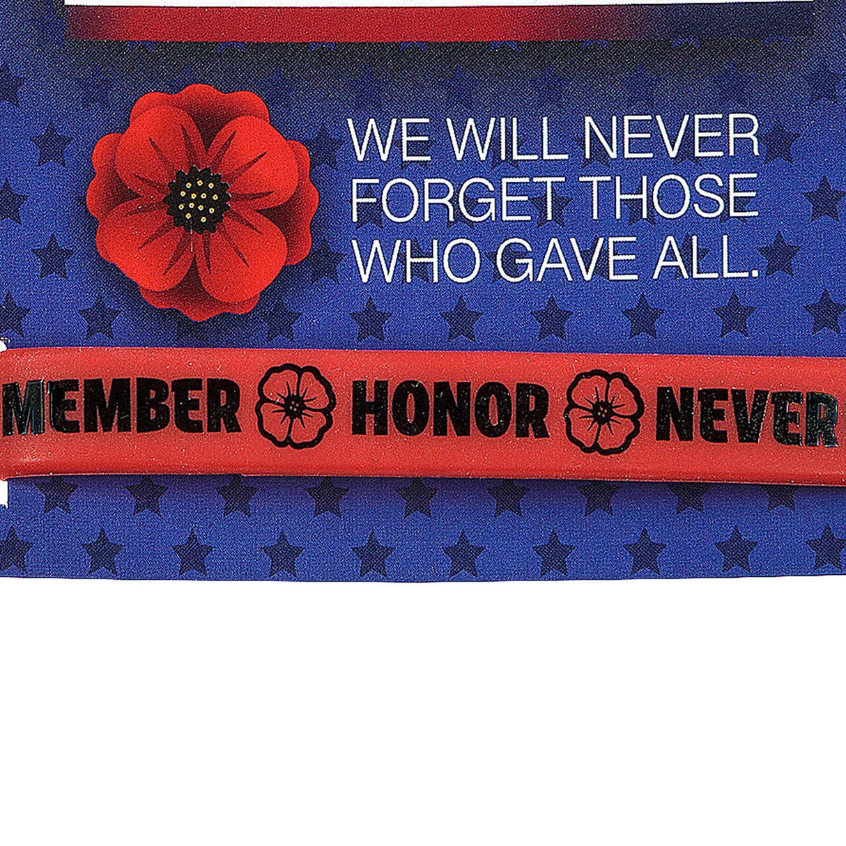 7 1/4" Patriotic Memorial Day Poppy Bracelets with Card for 24