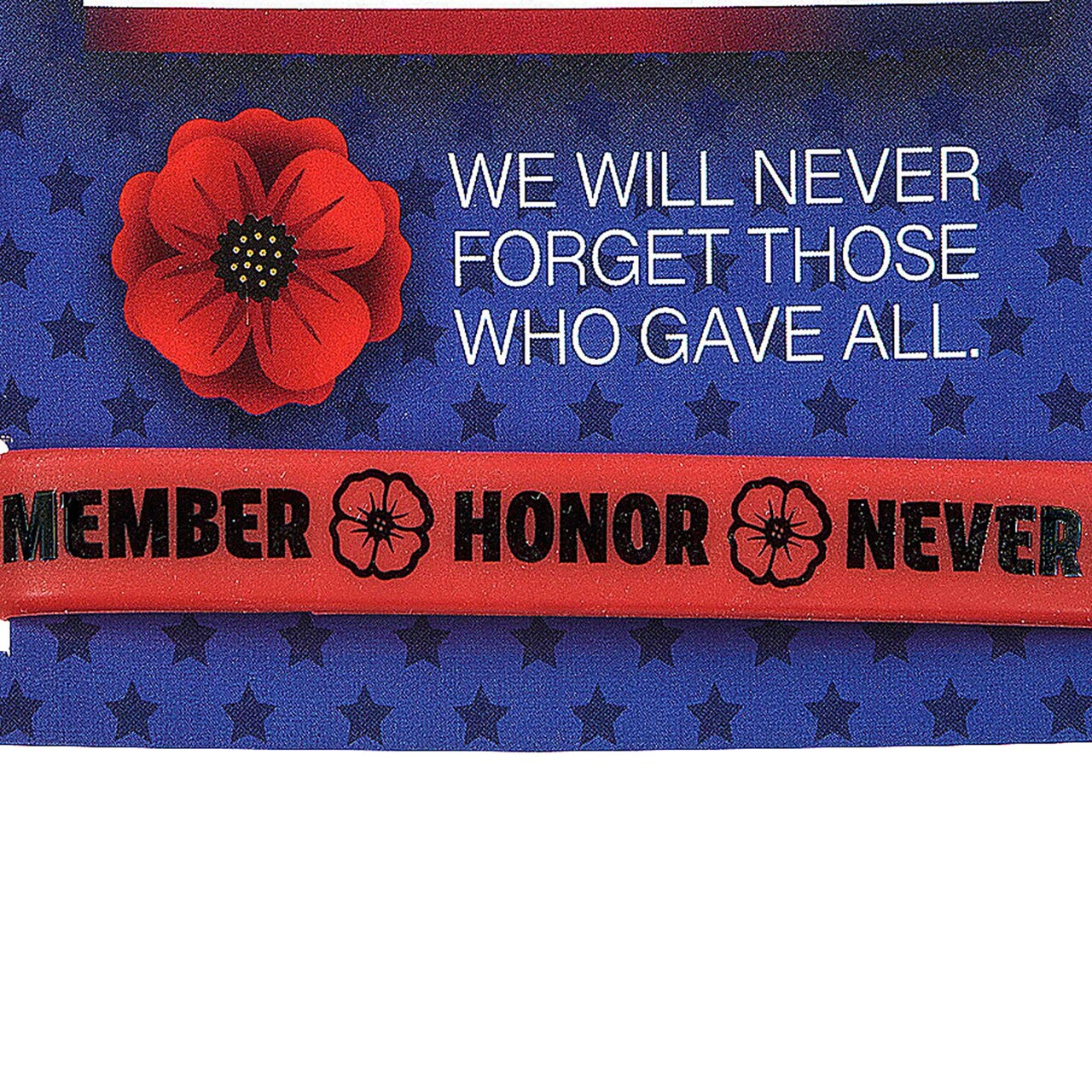 7 1/4" Patriotic Memorial Day Poppy Bracelets with Card for 24