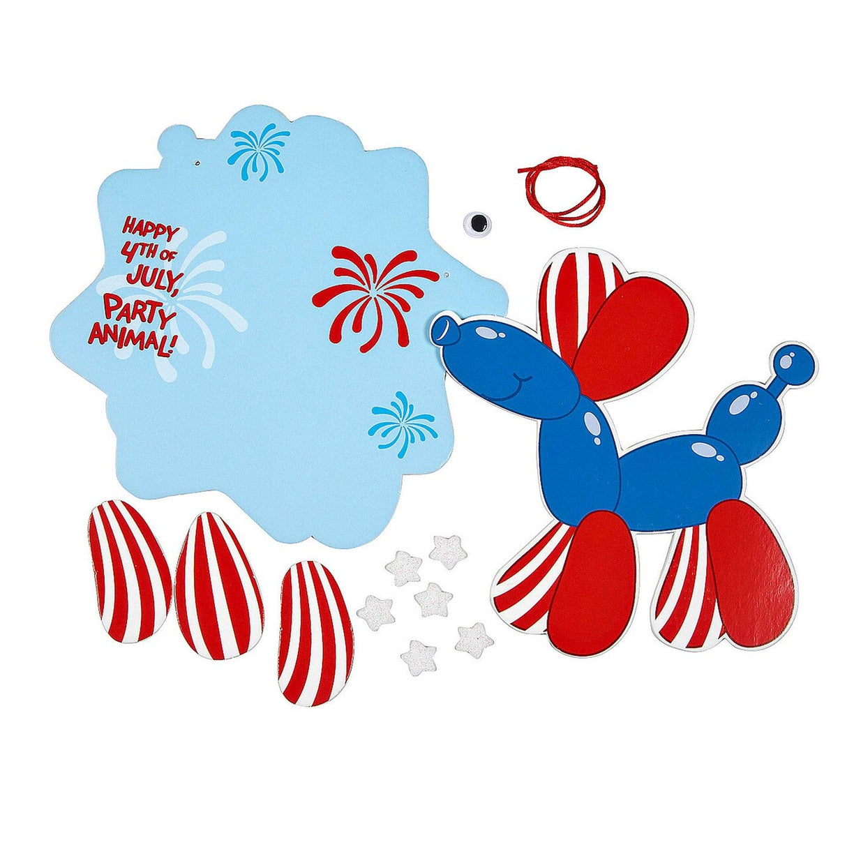 6 1/2" x 6 1/2" Patriotic Balloon Dog Foam Sign Craft Kit Makes 12