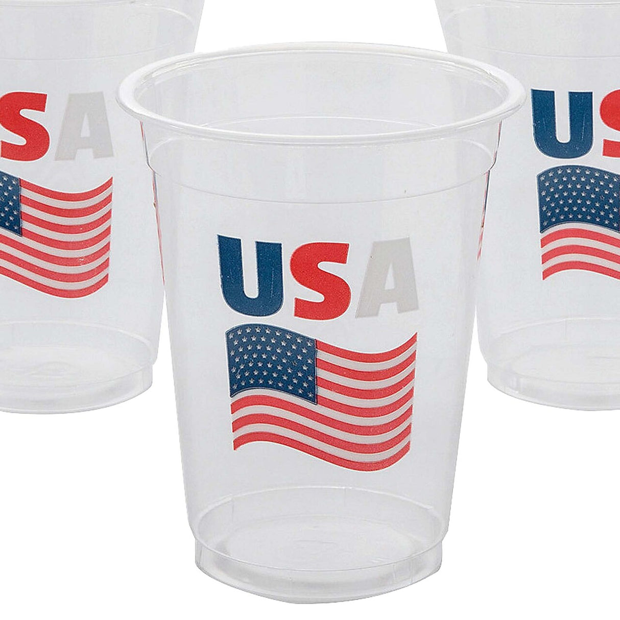 4 1/2" 16 oz. Patriotic USA Flag Disposable Plastic Cups Bulk 50 Ct.