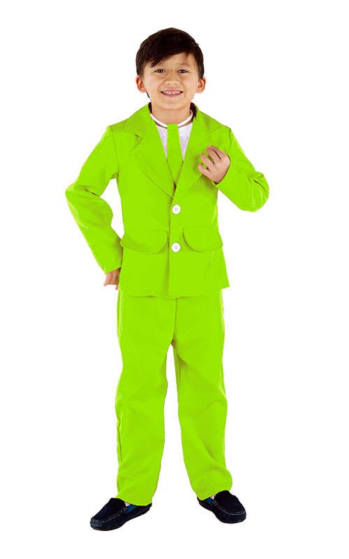 Kids Neon Lemon Green 3 Piece Suit Costume
