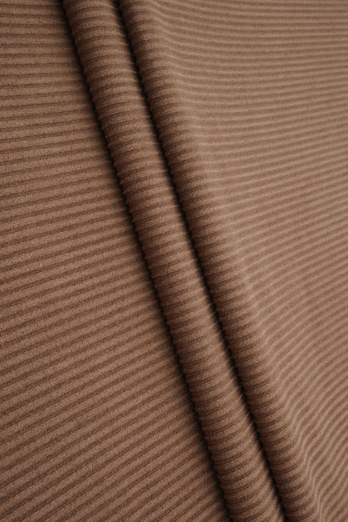 Micro Suede Rib Knit Fabric Brown