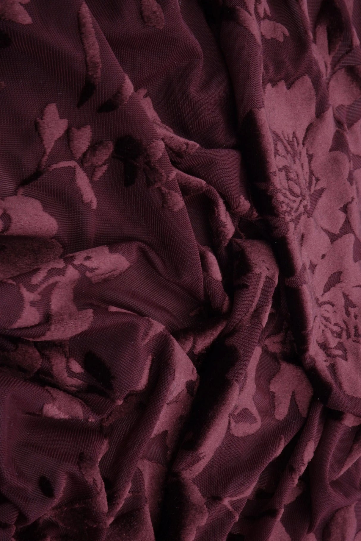 Floral Velvet Burnout Stretch Knit Fabric 55" Wide