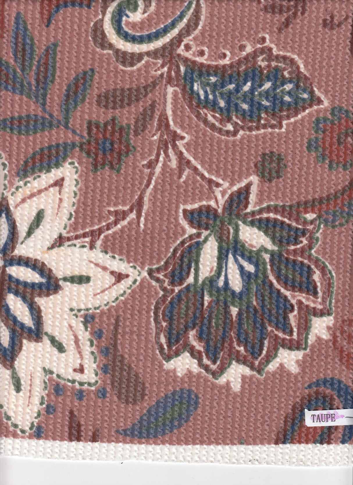 Floral Double Knit Fabric Olive Vintage