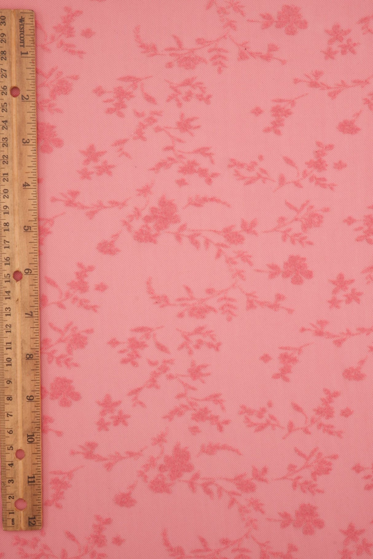 Floral Flocked Mesh Fabric