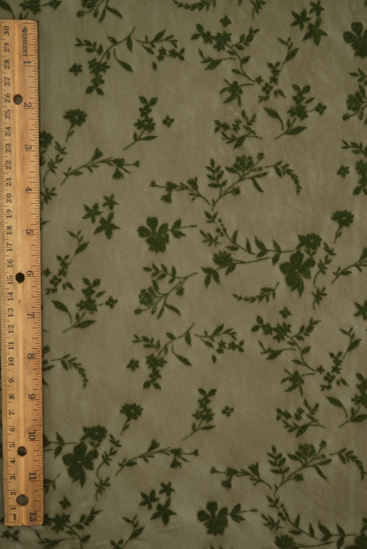 Floral Flocked Mesh Fabric