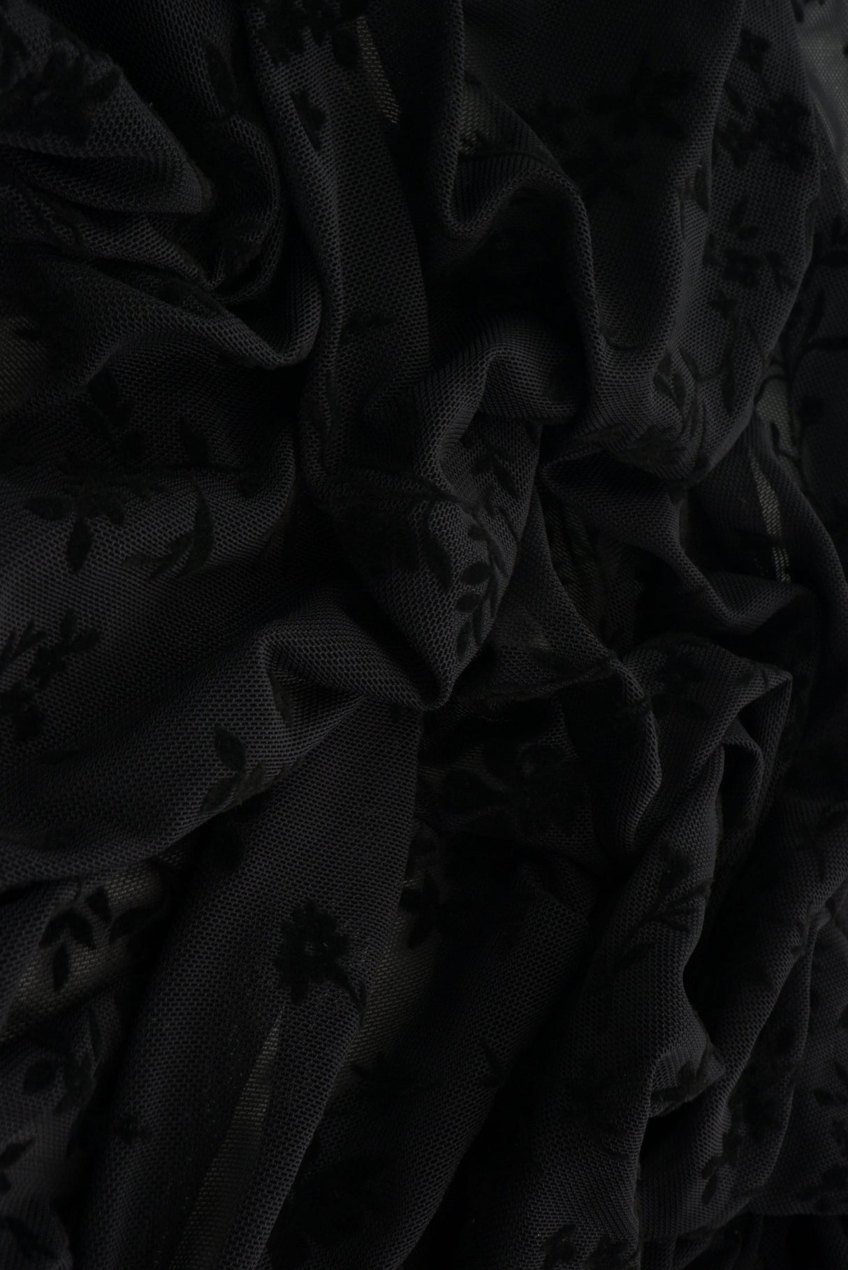 Floral Flocked Mesh Fabric