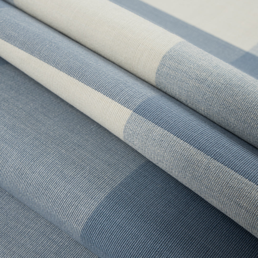Soft Blue Buffalo Checked Cotton Woven