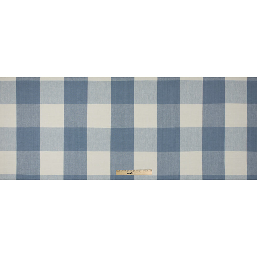 Soft Blue Buffalo Checked Cotton Woven