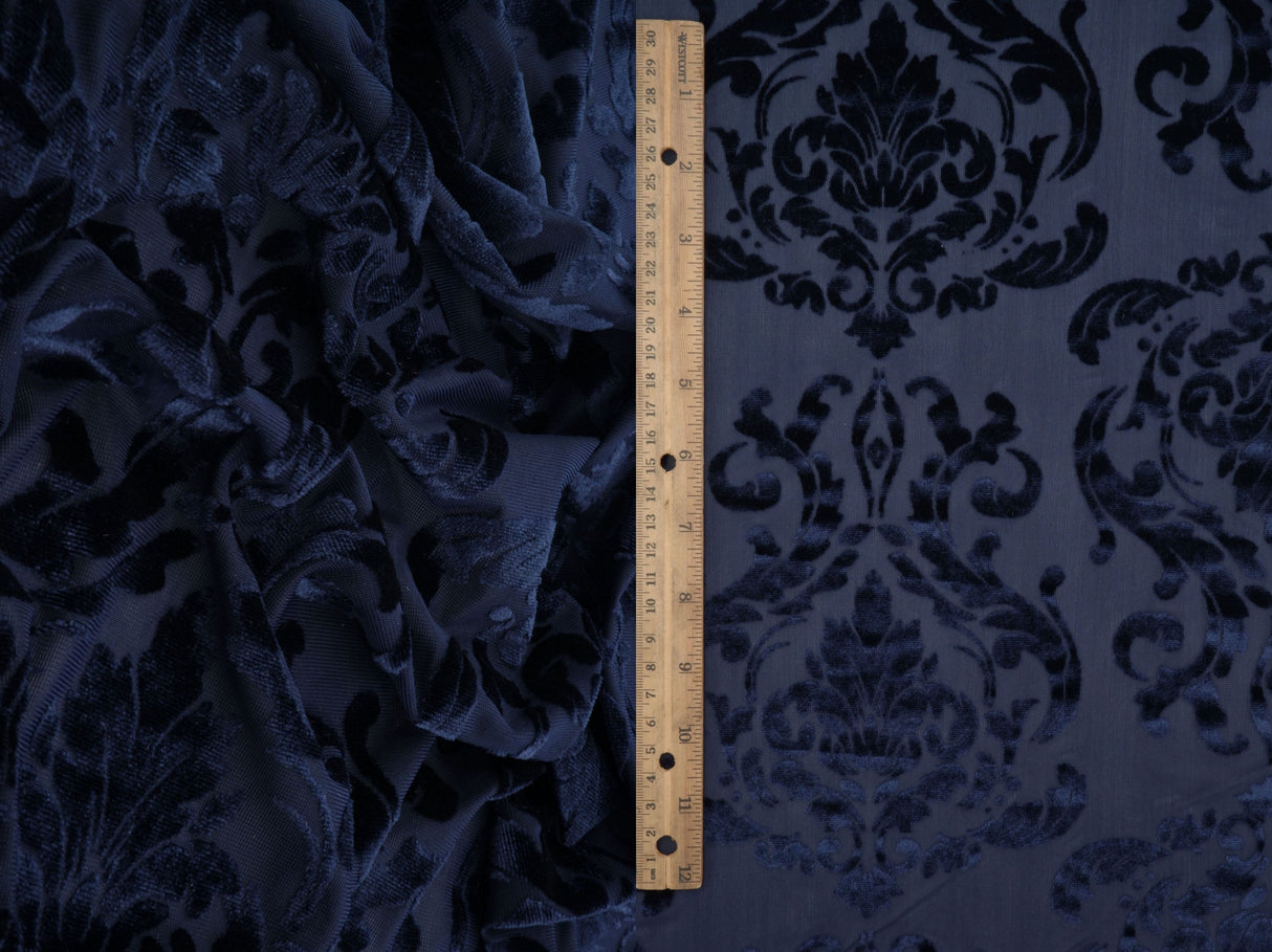 Damask Velvet Burnout Fabric