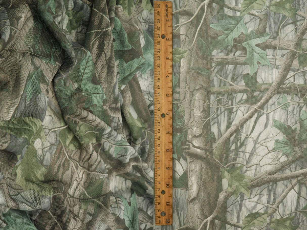 Printed Mesh Tree Camo Fabric