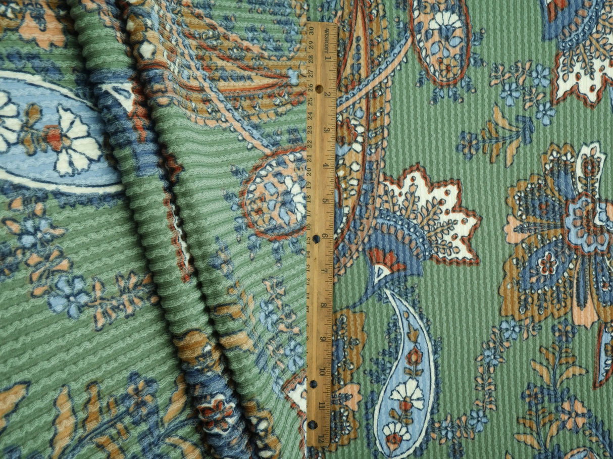Double Knit Jacquard Paisley Fabric 56/57" Wide Soft Stretchy Polyester Rayon Spandex