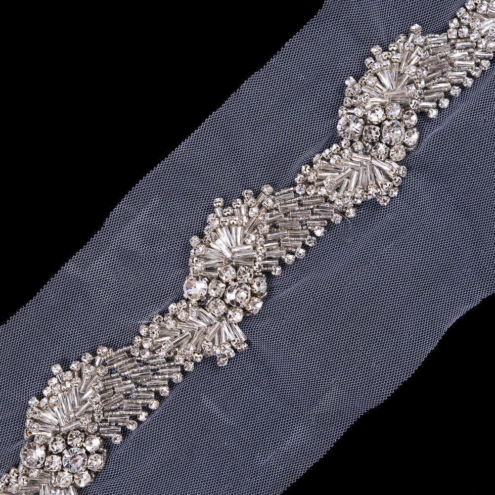 Silver Fancy Rhinestone Trim - 1.5"