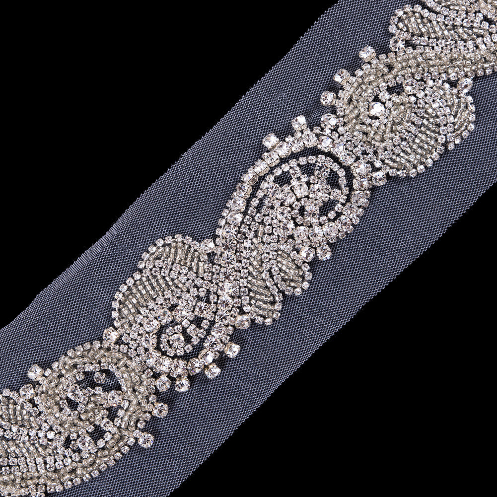 Silver Fancy Rhinestone Trim - 2"