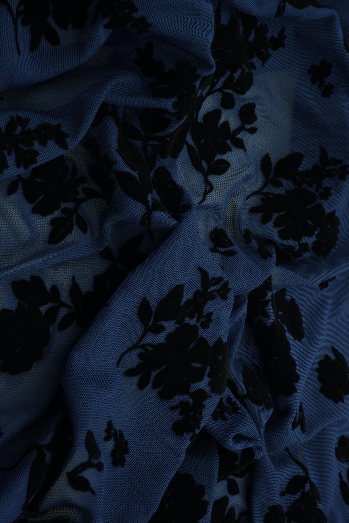 Floral Flocked Mesh Fabric