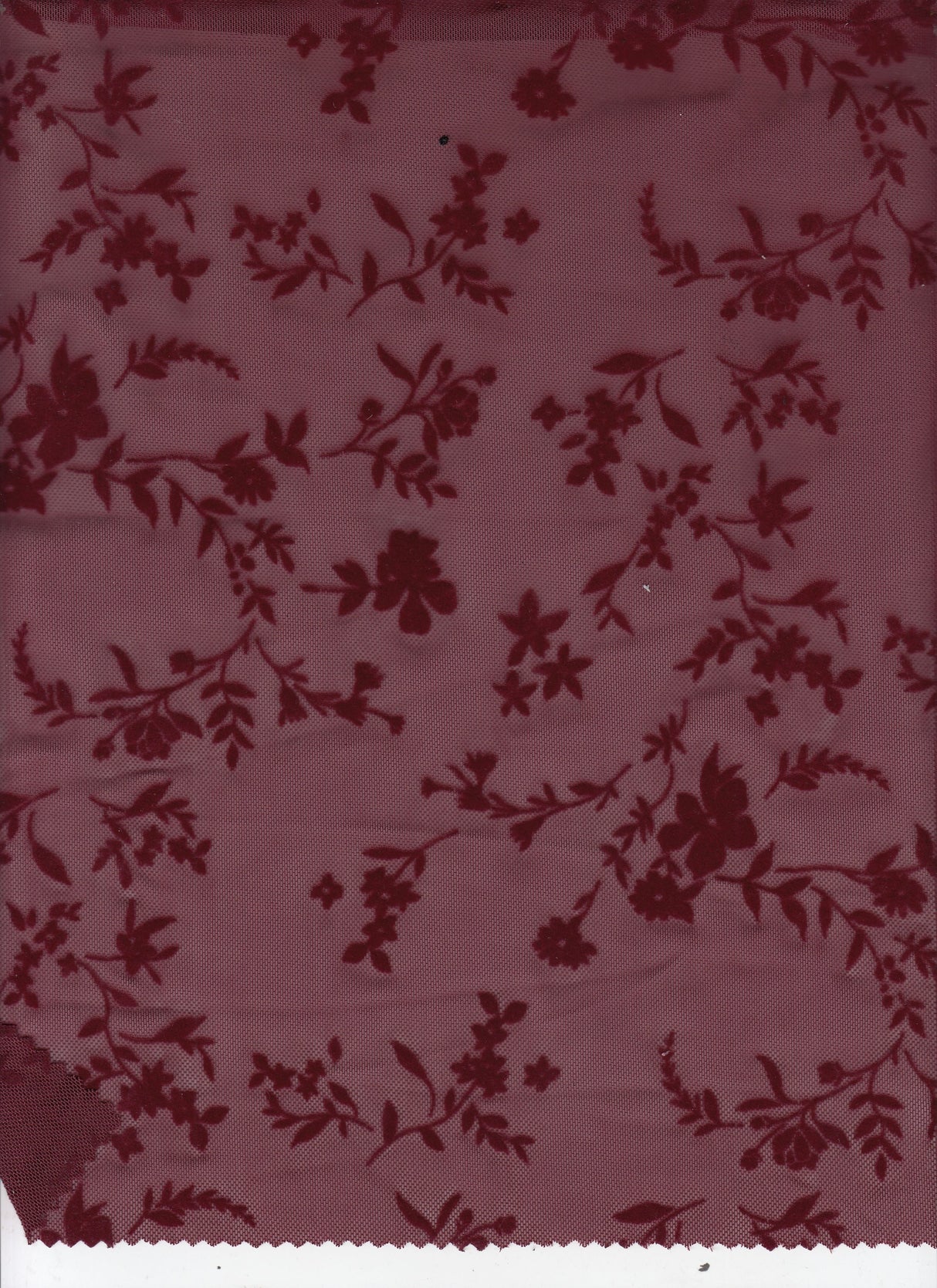 Floral Flocked Mesh Fabric