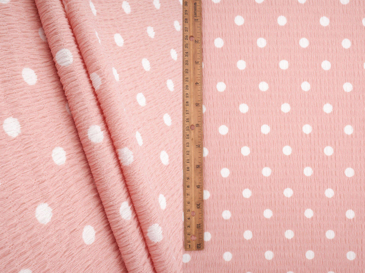 Polka Dot Crinkle Crepe Fabric
