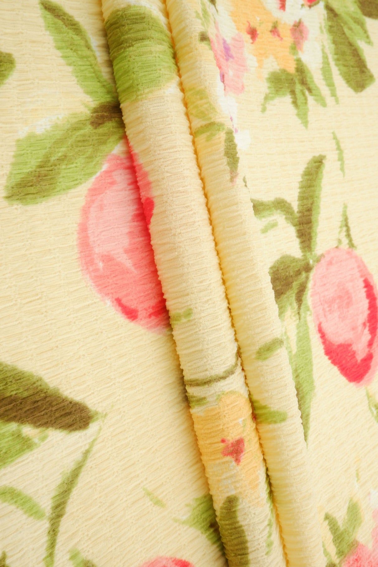 Printed Crinkle Crepe Fruit Orange Fabric