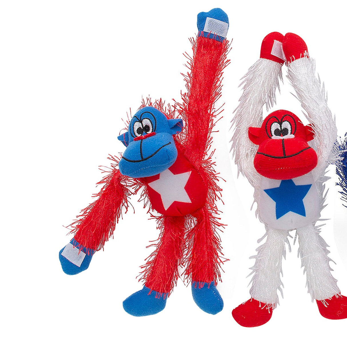 3" x 11" Patriotic Long Arm Red, White & Blue Stuffed Gorillas 12 Pieces