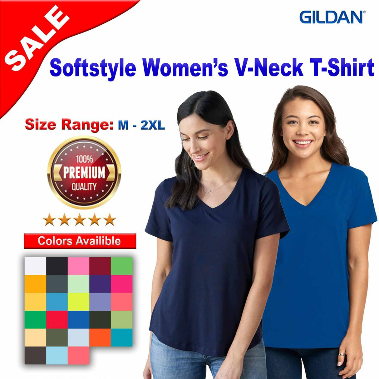 Gildan® Softstyle Women’s Short Sleeve V-Neck T-Shirt