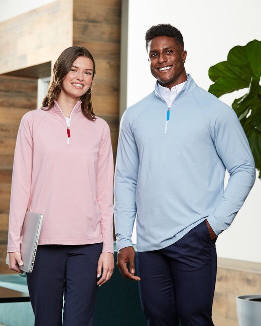 Devon & Jones® Ladies Clubhouse Micro-Stripe Quarter-Zip