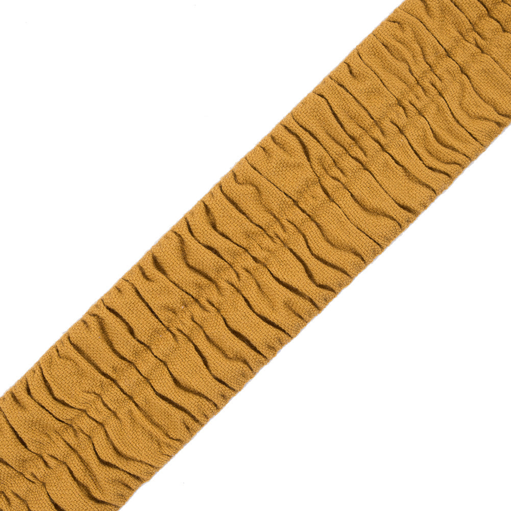 Italian Mustard Ruched Stretch Wool Trimming - 2.375"