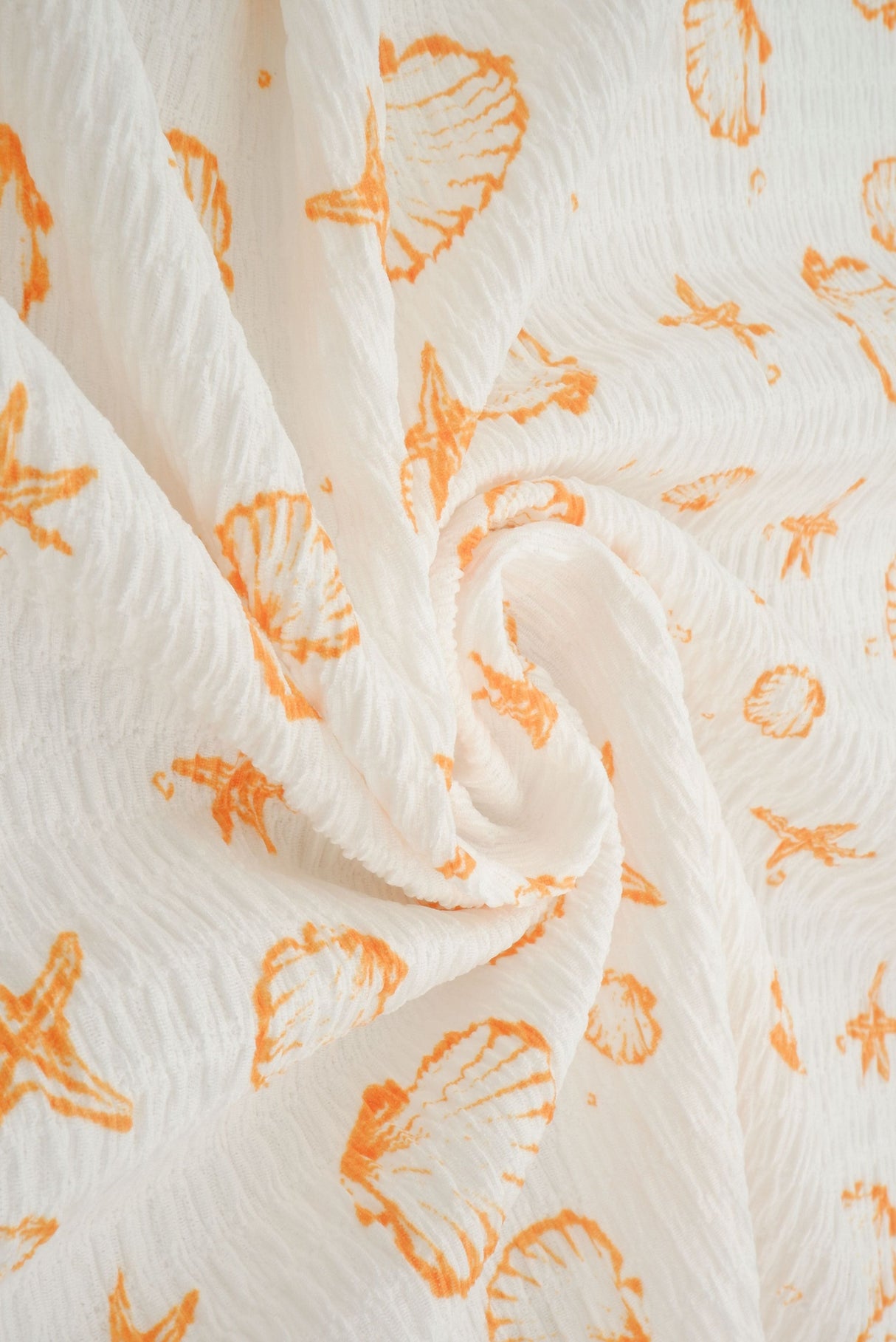 Printed Woven Sea Element Crinkle Fabric