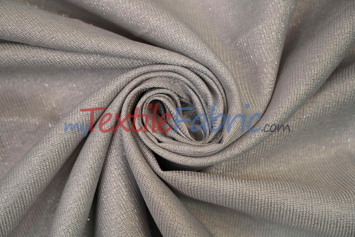 Metallic Vintage Linen Polyester Fabric - Imitation Burlap, Metallic Foil Vein, 58/60" Width (1 Yard)