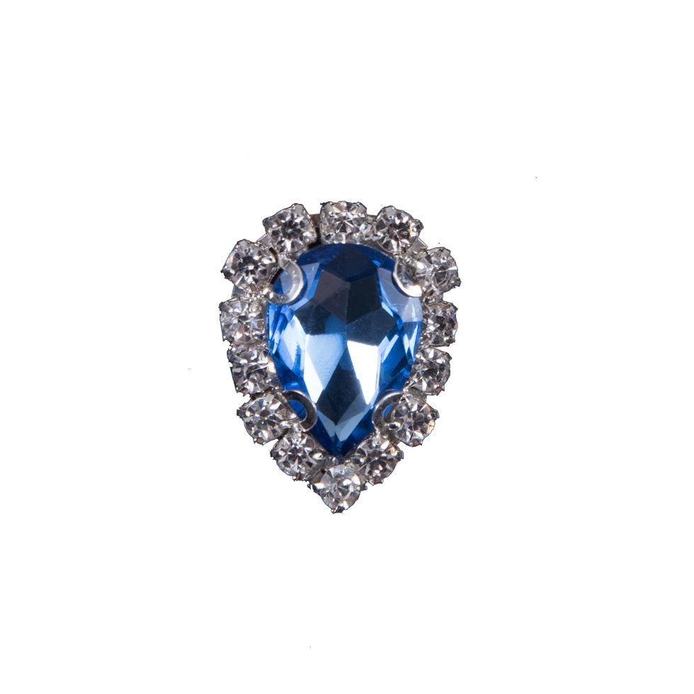 Italian Royal Blue Teardrop Rhinestone Button - 32L/20mm