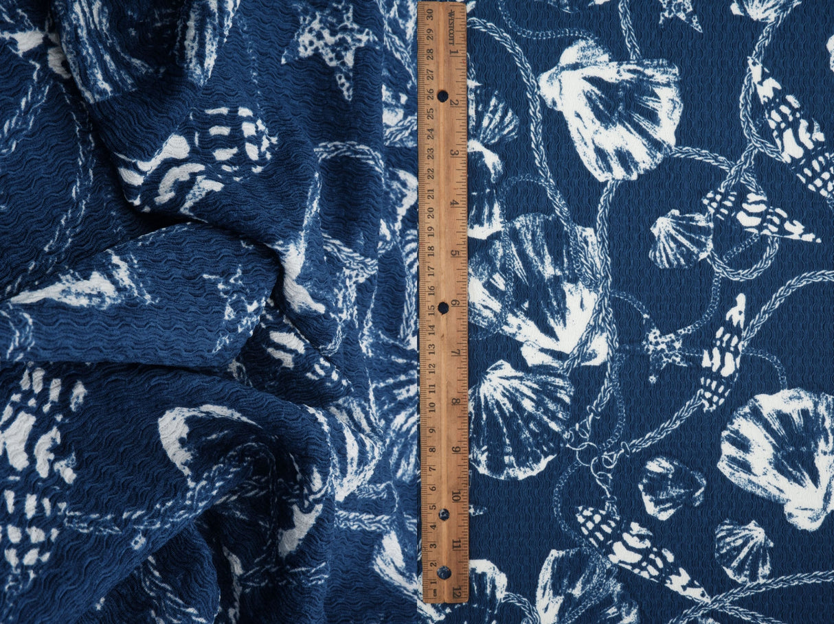 Shell Print Crepe Knit Fabric