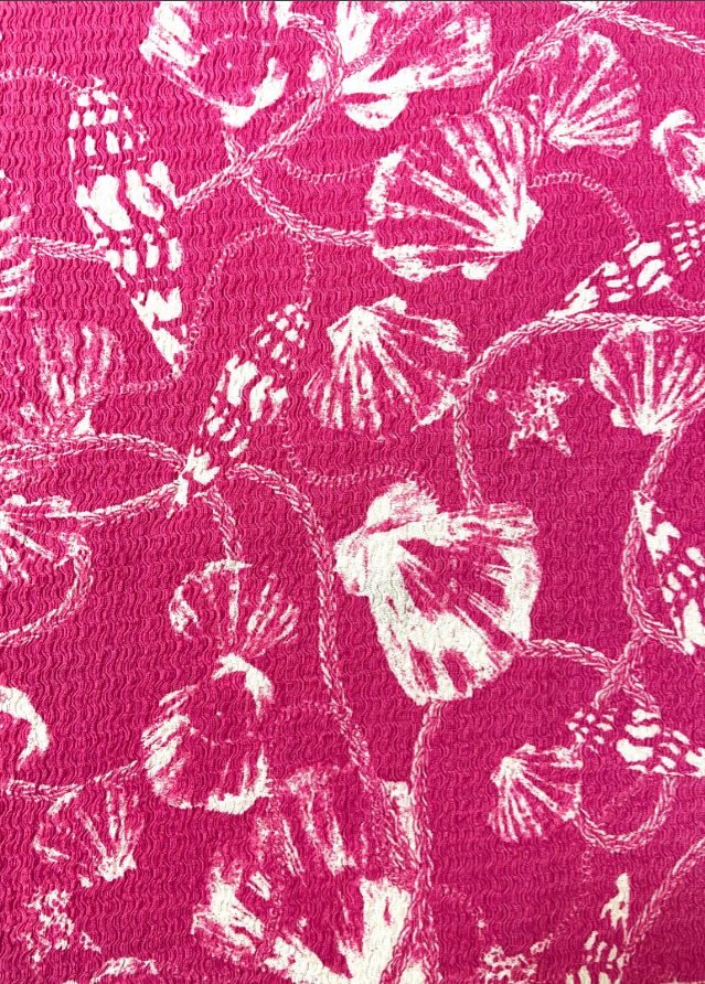 Shell Print Crepe Knit Fabric