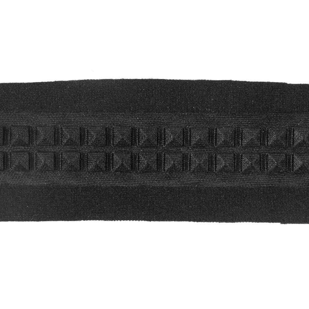 Italian Black Stud Embossed Double Knit Trim - 1"