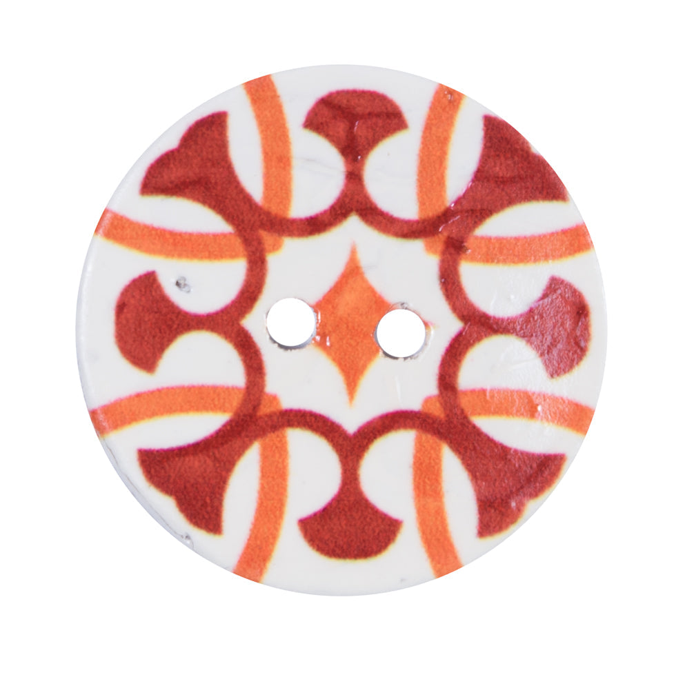 Italian Red, Orange and White Coconut Button - 48L/30.5mm
