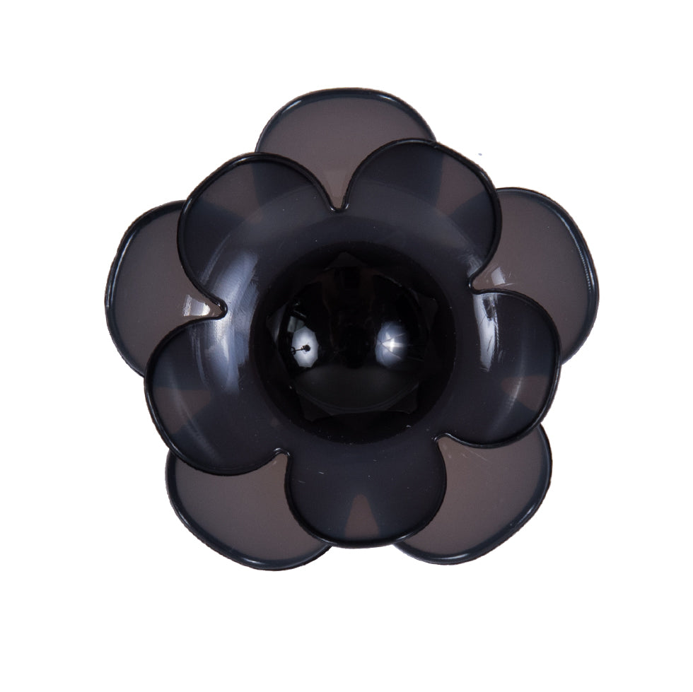 Italian Black Floral Shank-Back Button - 48L/30.5mm