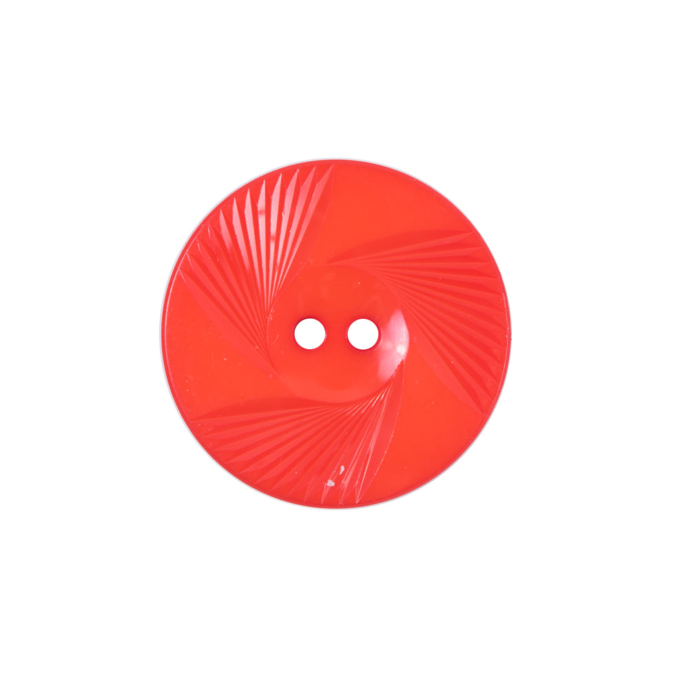 Plastic 2-Hole Button Made in Italy - 36L/23mm - Red Orange Fanning Rays
