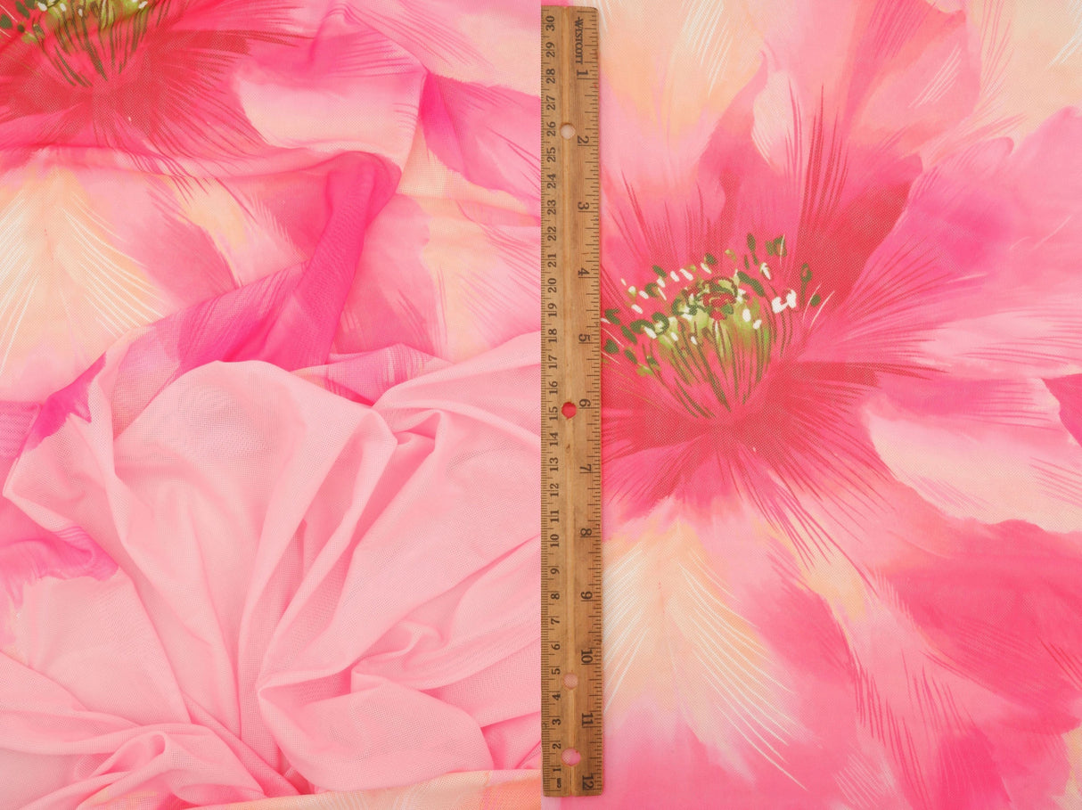 Floral Printed Mesh Stretch Fabric