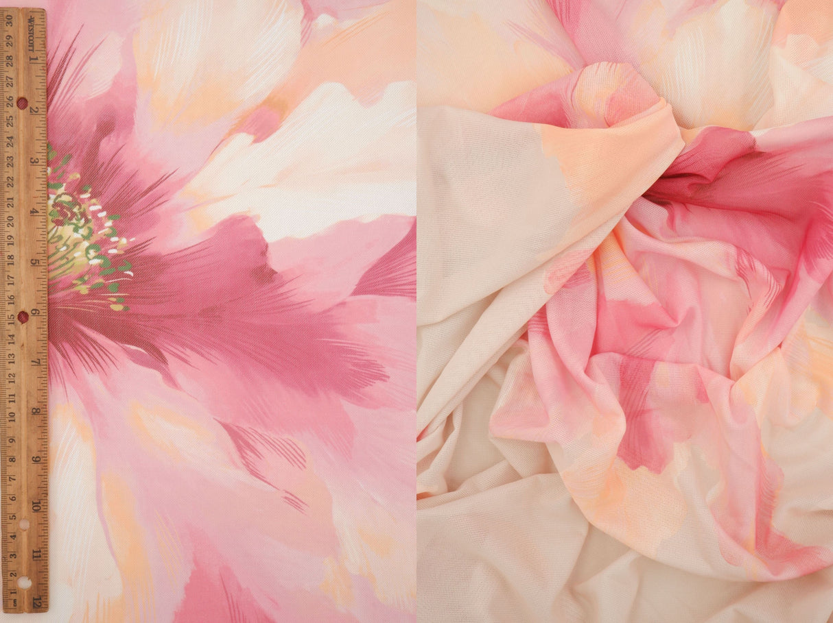 Floral Printed Mesh Stretch Fabric