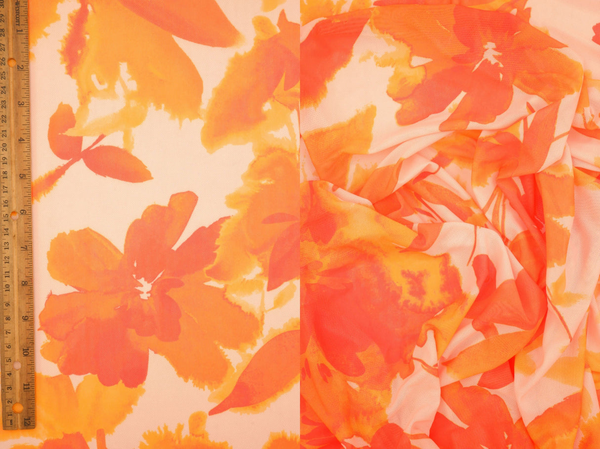 Printed Mesh Floral Fabric
