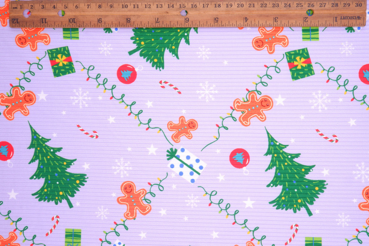 Printed Rib Knit Gingerbread Christmas