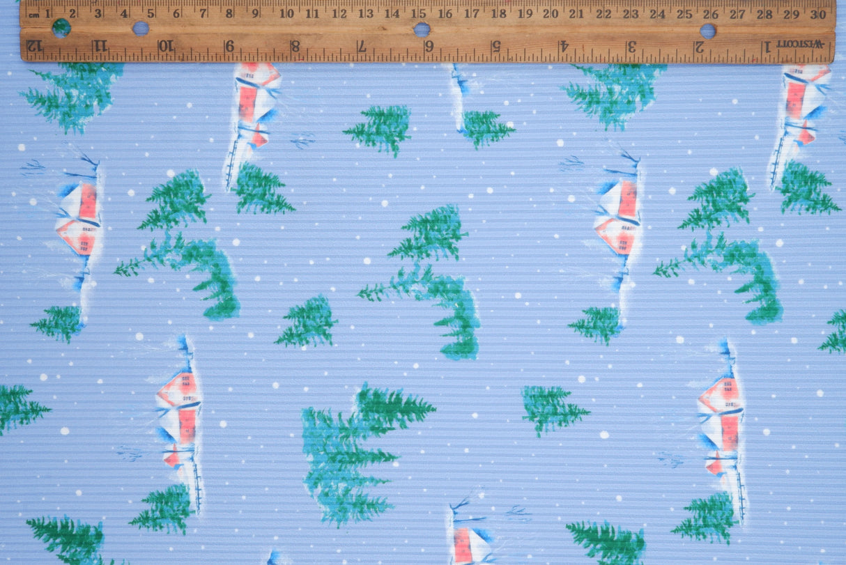 Christmas Print Rib Knit Fabric