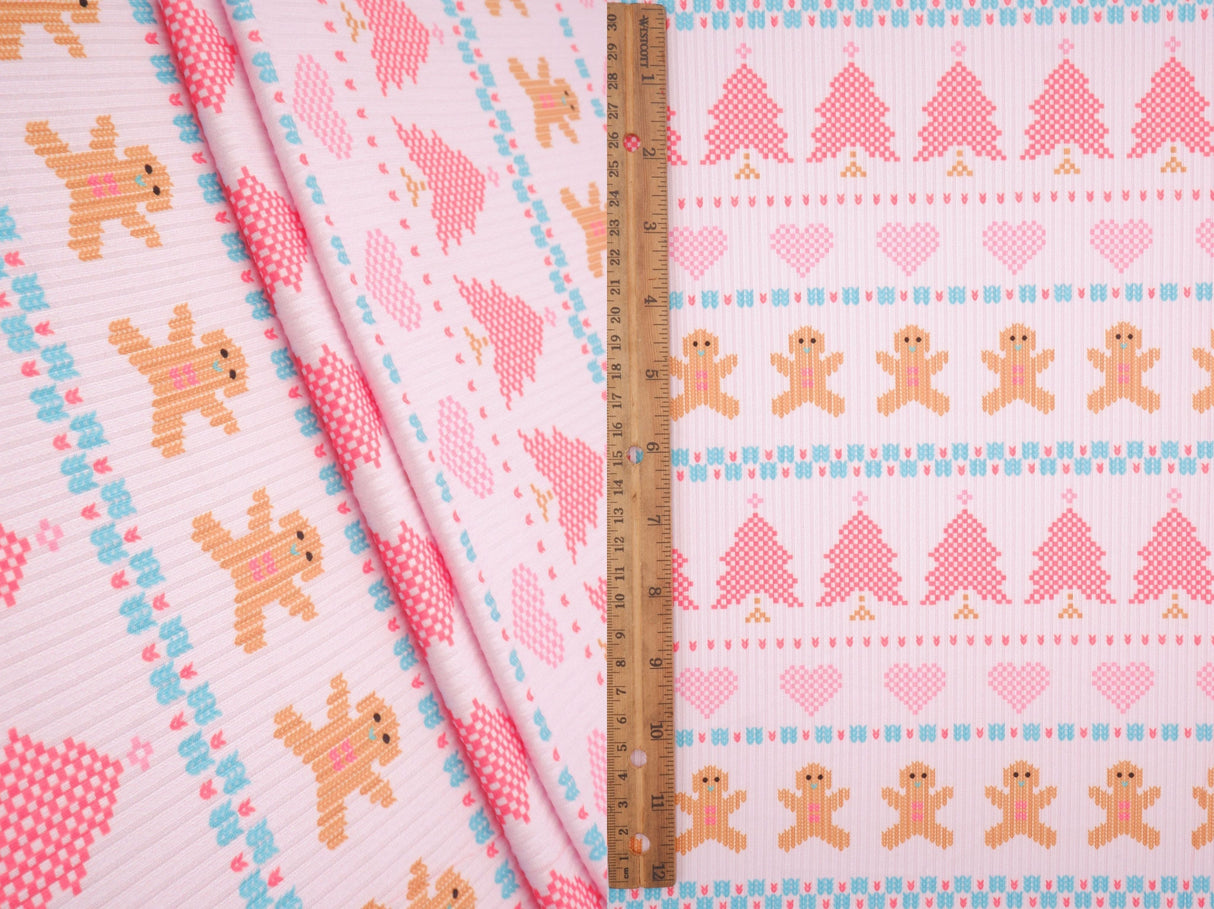 Christmas Print 4x2 Rib Knit