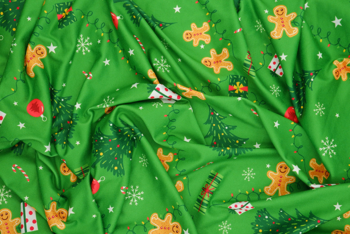 Gingerbread Christmas Rib Knit Print