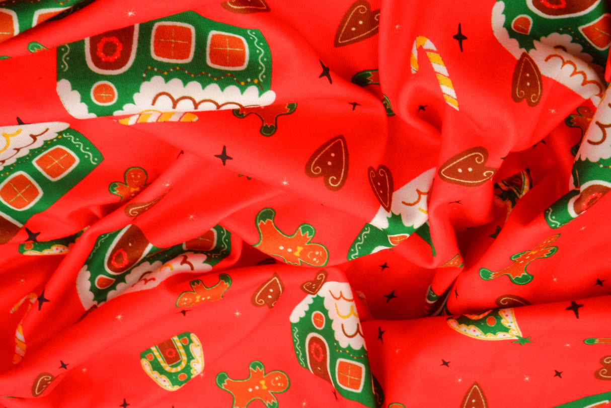 Christmas DTY Brushed Knit Cookie House Print