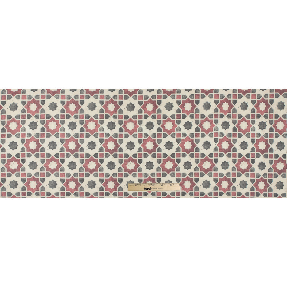 Rose/Green/Yellow Geometric Floral Outdoor Canvas