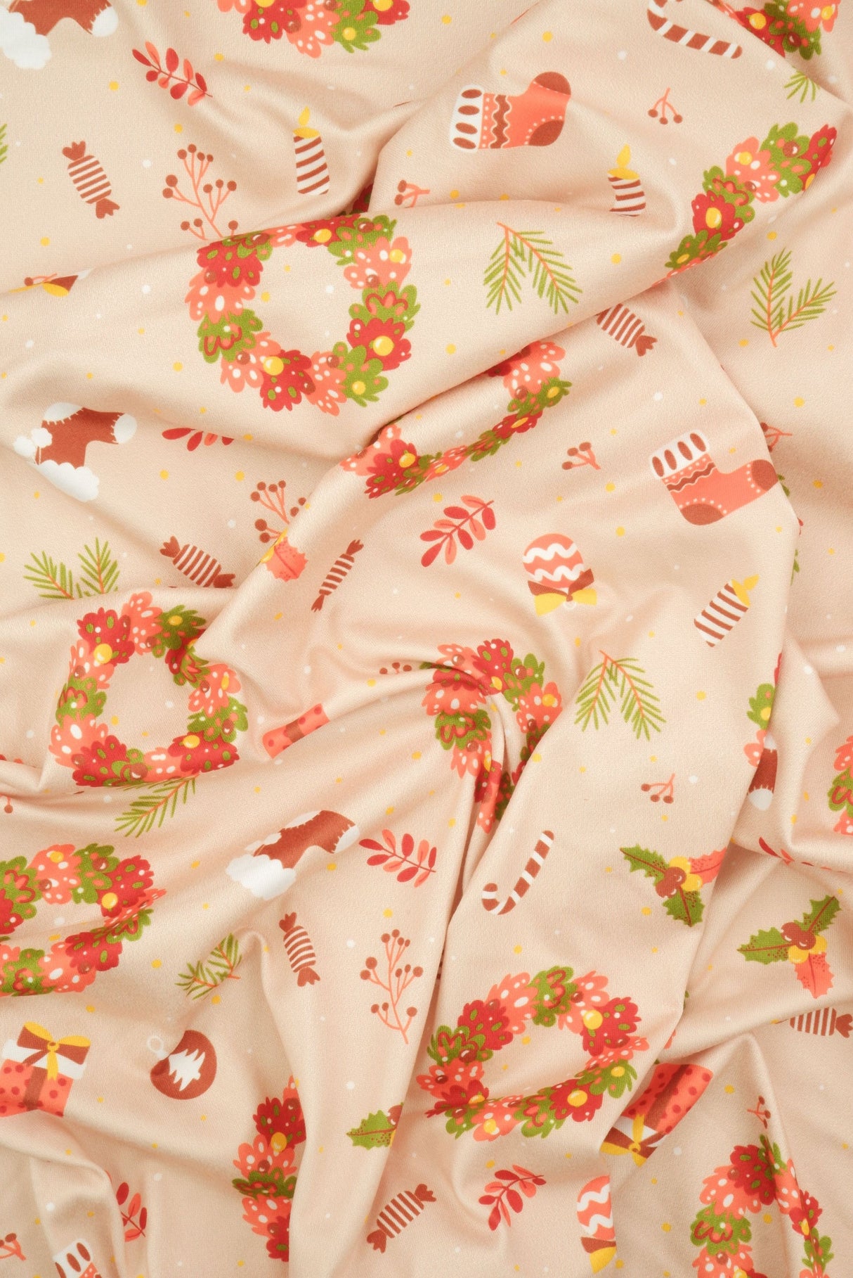 Christmas Wreath DTY Brushed Knit Fabric