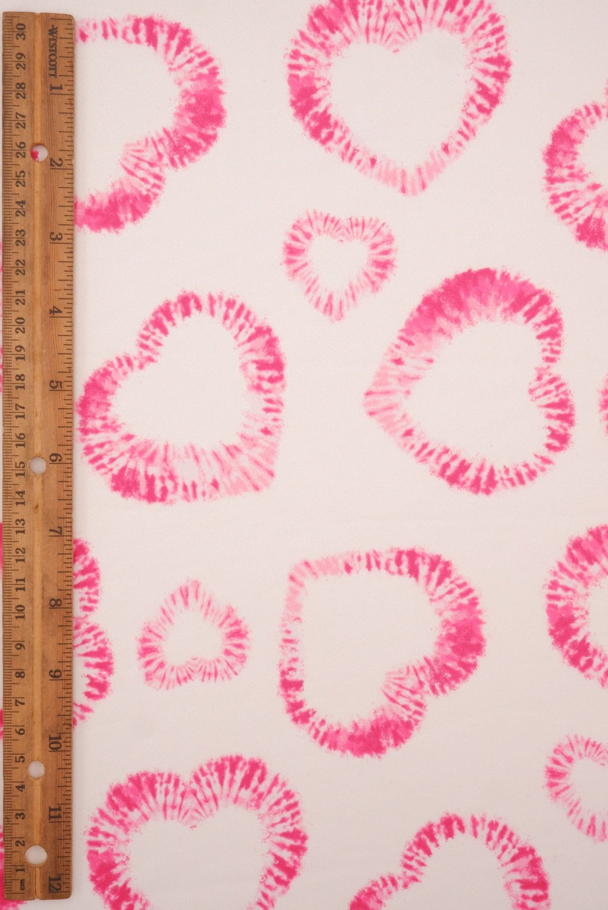 Heart Print DTY Brushed Knit Fabric