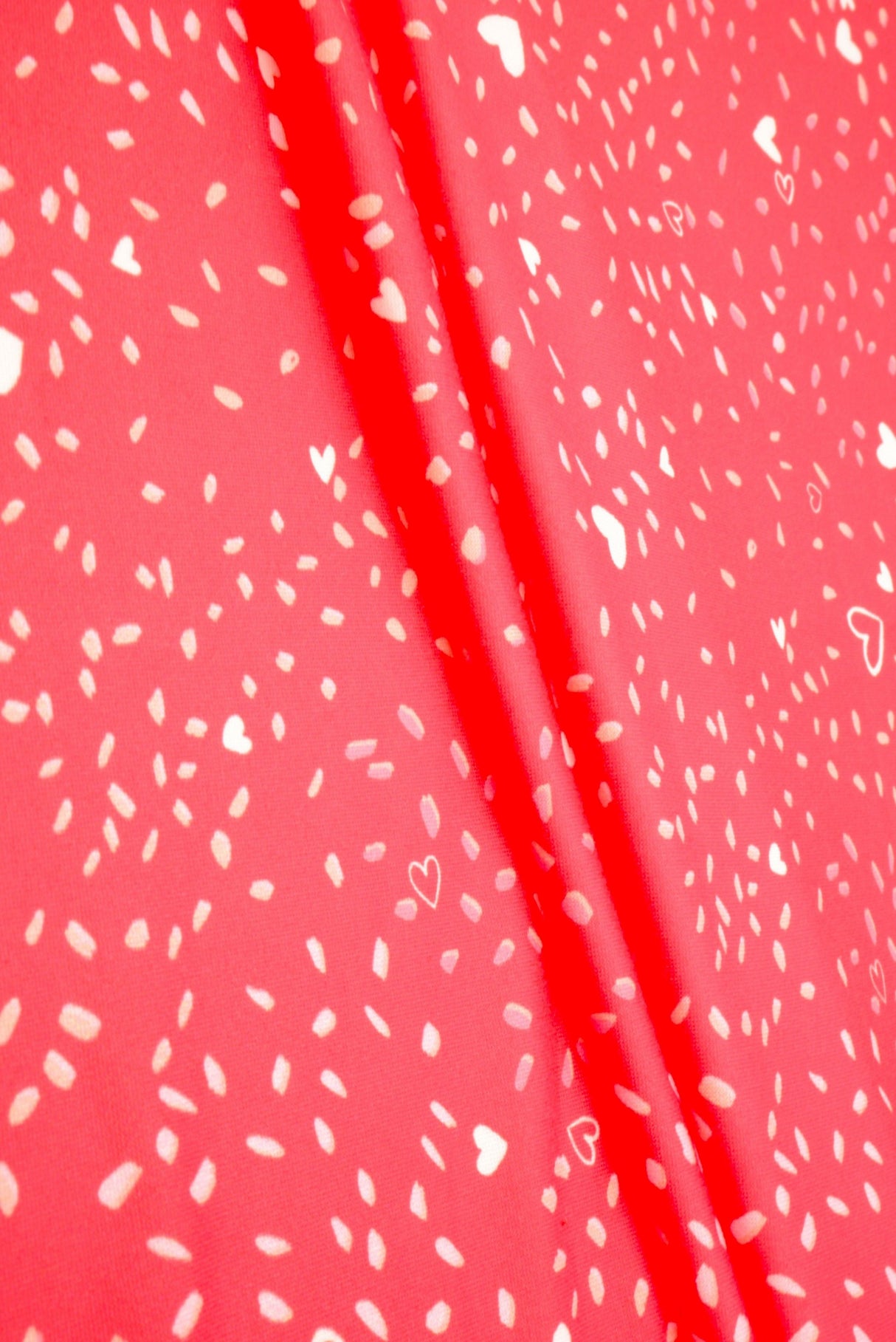 Heart Print DTY Brushed Knit Fabric