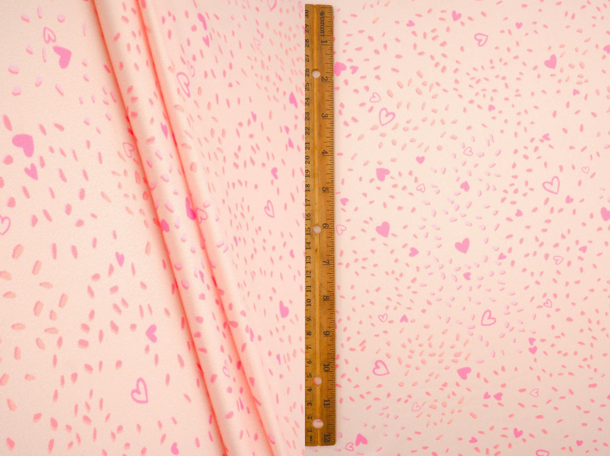 Heart Print DTY Brushed Knit Fabric
